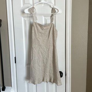 NWT Abercrombie & Fitch Size M  Tie Strap Short Summer Dress Linen Blend Pockets